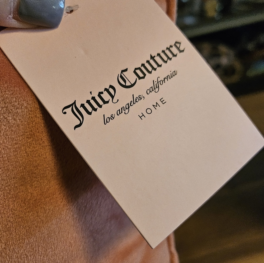 New JUICY COUTURE Velveteen Throw Pillow with Iconic Zip Up Accent,‎ Orange - Picture 5 of 6